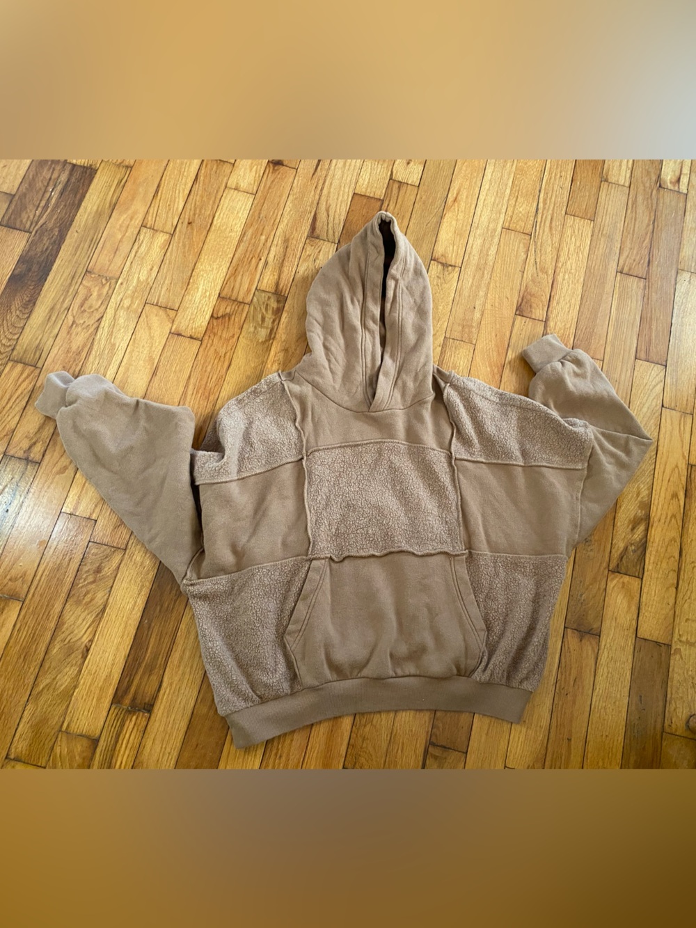 aerie sherpa checkered tan hoodie